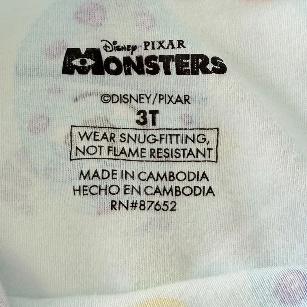 Disney Pixar Monsters Inc Pajama Set 3T Mike Sulley Easter Eggs Cotton 2‎ Pc